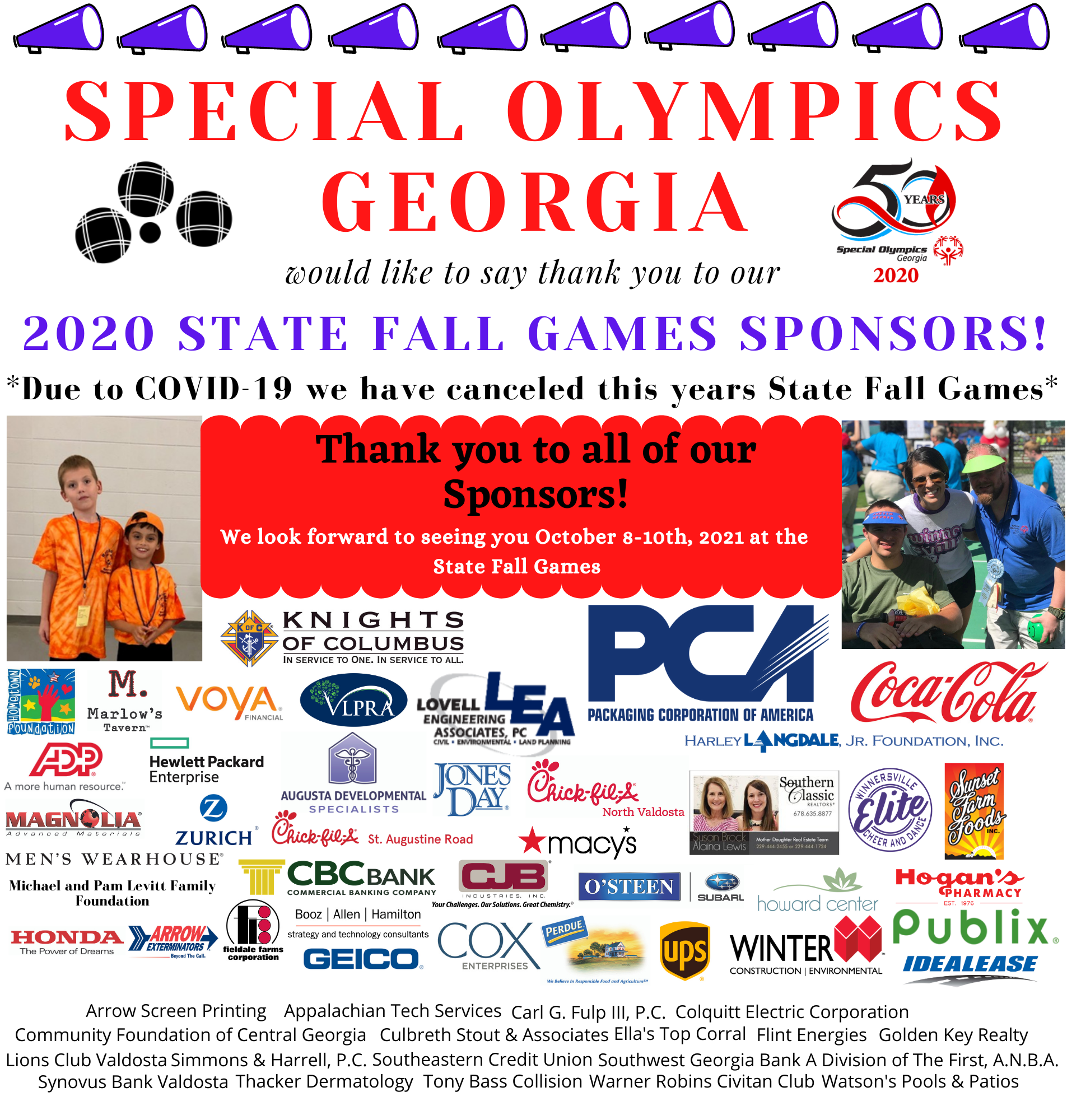 Special Olympics Georgia Thank You To The 2020 State Fall Games